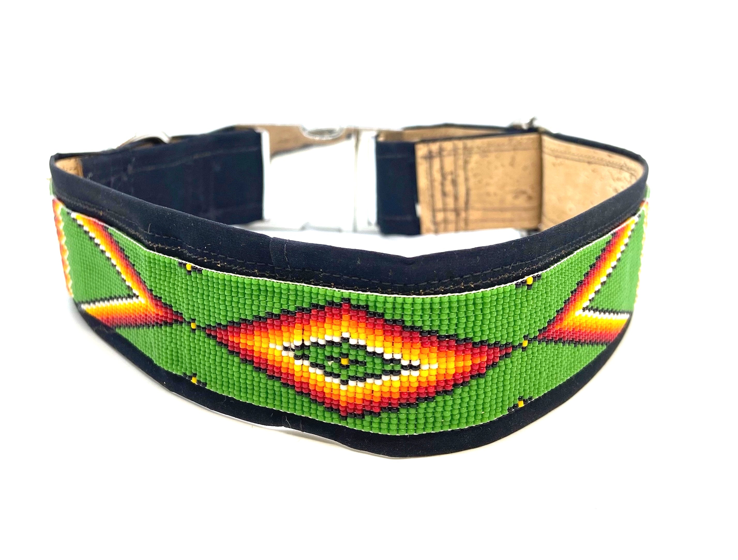 Eco-FriendlyCork_UpcycledGore-Tex_Hand-BeadedCollar_Green_redshadediamonds