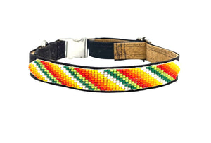 Eco-FriendlyCork_UpcycledGore-Tex_Hand-BeadedCollar_Red_green_whitestripes